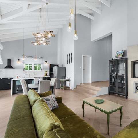 Gather in the living area for a family dinner