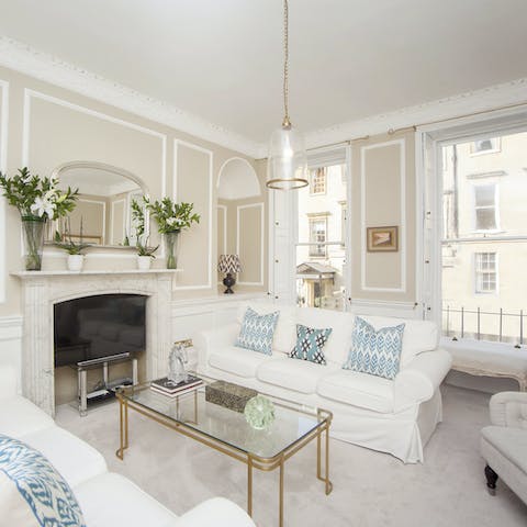 Unwind in an elegant living space bathed in natural light