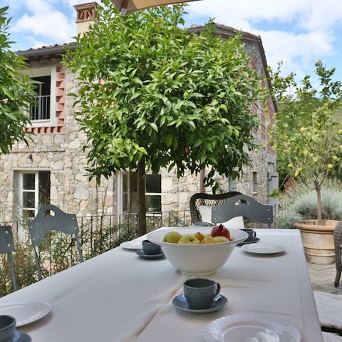 Enjoy alfresco meals in the peaceful gardens