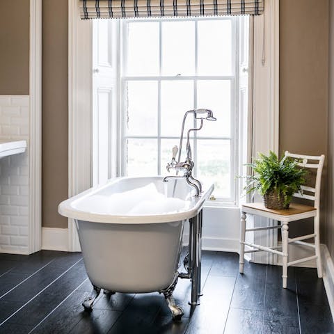 Relax in a bubble bath after spending the day outdoors
