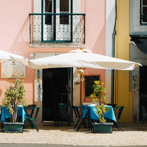 Take the short stroll to a nearby restaurant
