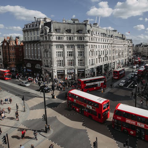 Treat yourself to some retail therapy on bustling Oxford Street, three minutes on foot from your door