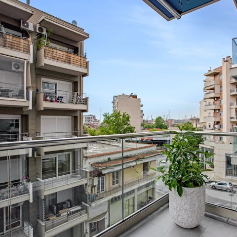 Enjoy your morning coffee out on the private balcony