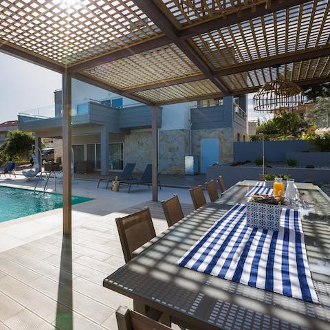 Look forward to dining alfreco under the pergola