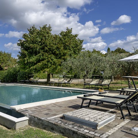 Lie back in the sun by the pool