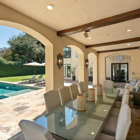 Hide from the heat of the day on the covered seating