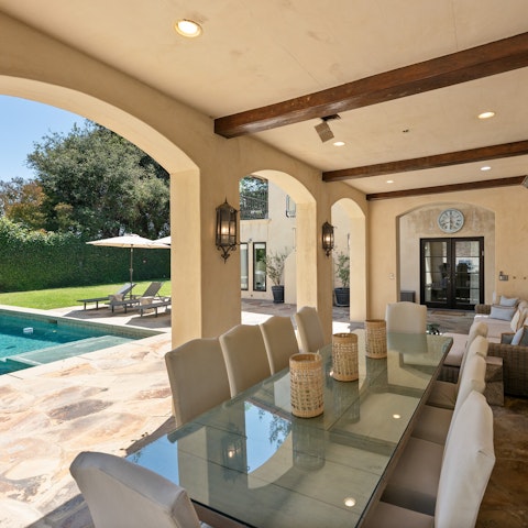 Hide from the heat of the day on the covered seating