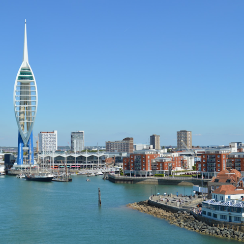 Engage in a bit of retail therapy at Gunwharf Quays, less than ten minutes away by car