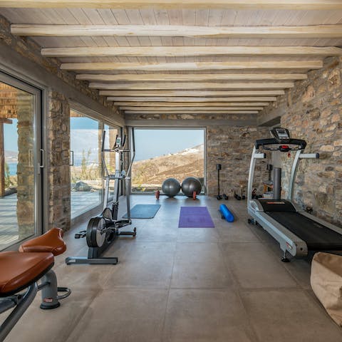 Work out in the home gym, with panoramic views
