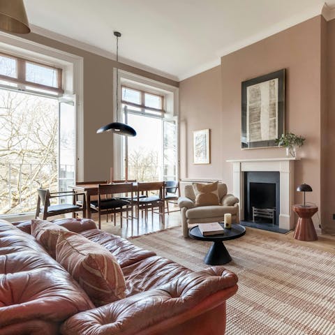 Unwind in the inviting living space after sightseeing