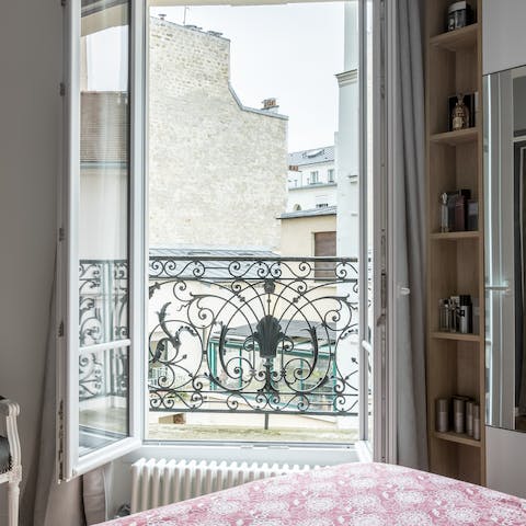 Start your day with a fresh coffee, perched over the Juliet balcony
