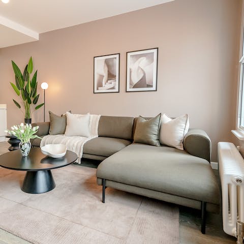 Kick back in the living area after a day of exploring central London