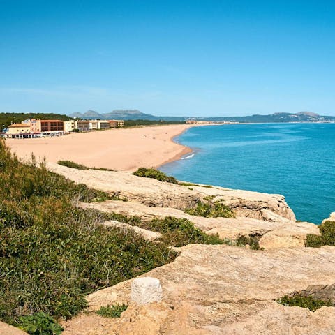 Head to the golden shores of Platja de Pals, just 1km away