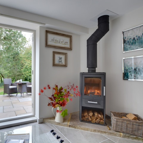 Curl up beside the wood burning stove with a good book on chilly evenings