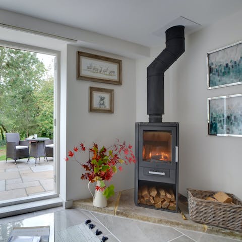 Curl up beside the wood burning stove with a good book on chilly evenings