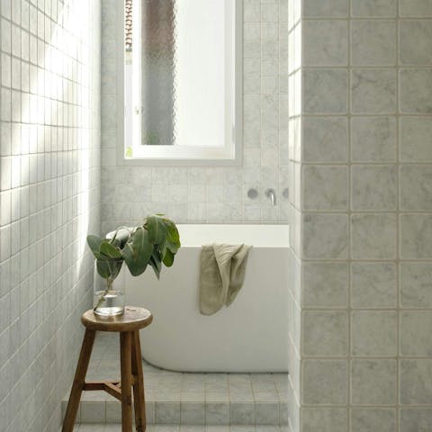 Soak your troubles away in the freestanding bath