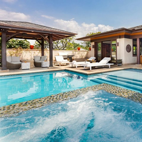Hang out with your nearest and dearest by the private pool