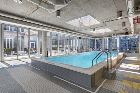 Start your day with a swim in the communal rooftop pool