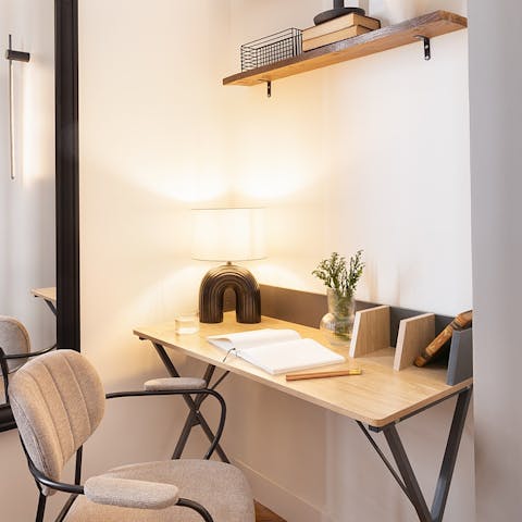 Carve out time to complete your work, with two desks here