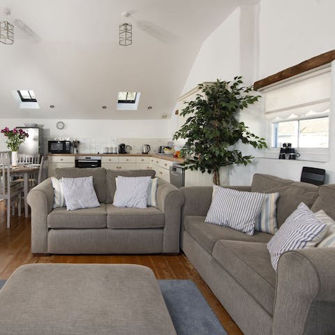 Snuggle up on the sofas after a long day at the beach