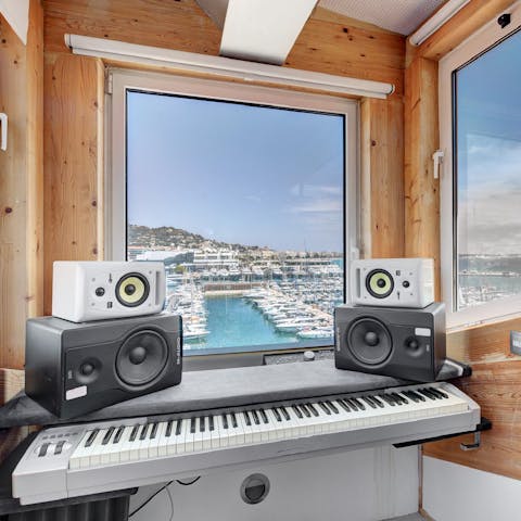 Create tunes from your own studio, overlooking the port