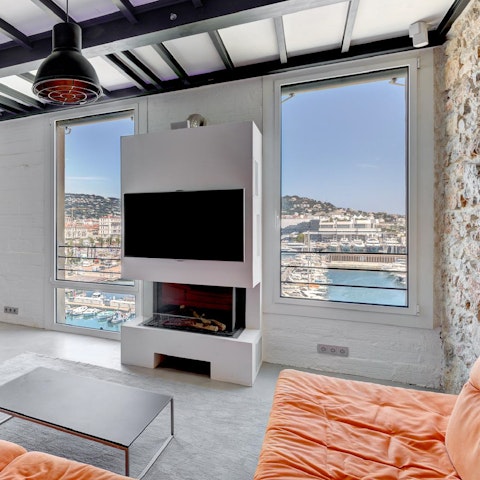 Relax on the sofas while taking in that picture-perfect view
