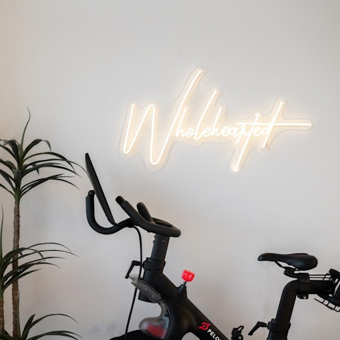 Work up a sweat on the apartment's Peloton