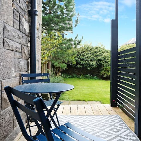 Take morning coffees out onto the terrace when the sun shines