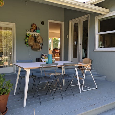 Wake up with a cup of coffee on the patio
