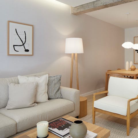 Rest weary feet in the contemporary living space after a long day exploring San Sebastián