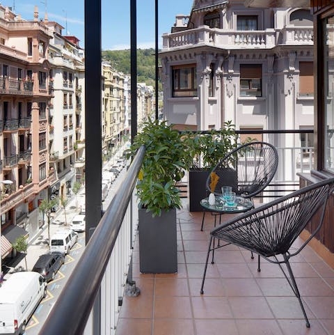 Take in picturesque views from the balcony