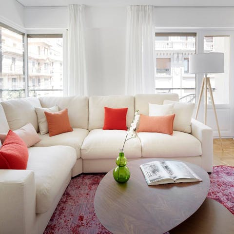 Sink into the plush sofas after a busy day