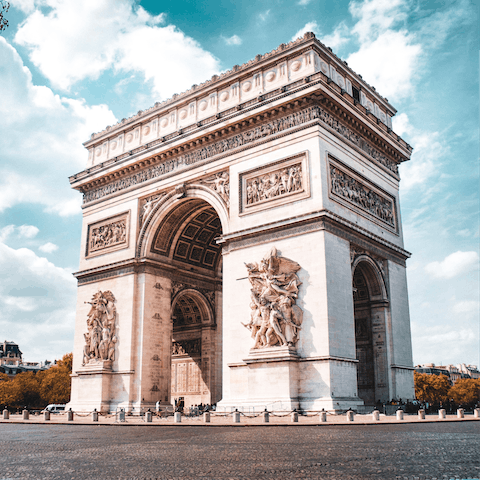 Strut up the Champs-Élysées to the Arc de Triomphe, a twenty-minute walk from home