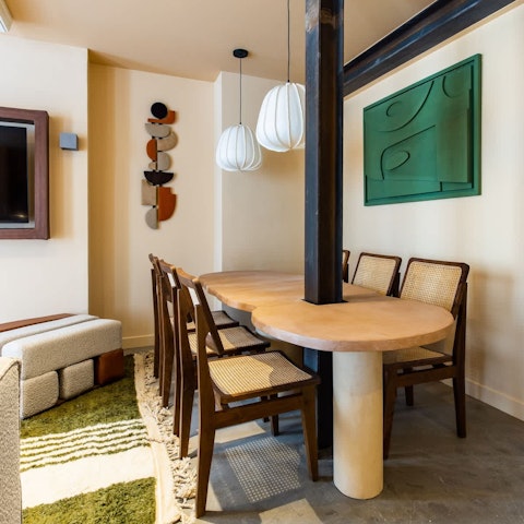 Cook in the custom-made open kitchen and dine in