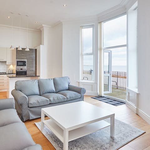 Admire sea views from the patio over your morning coffee