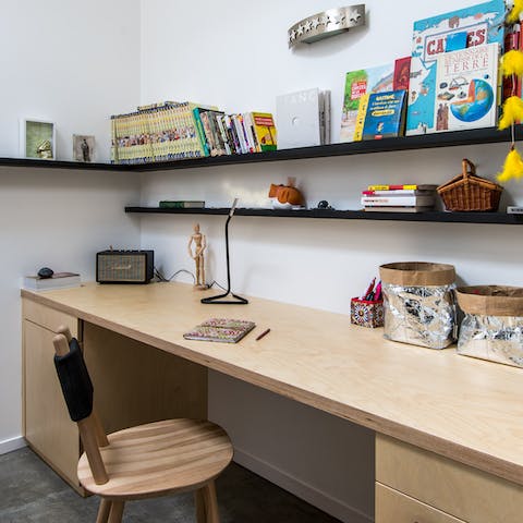 Send off some emails at the custom desk