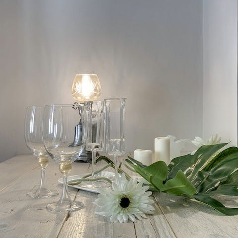Enjoy some papardelle al cinghiale at the kitchen bar table