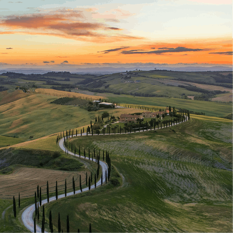 Enjoy long scenic walks and drives through the spectacular Tuscan countryside