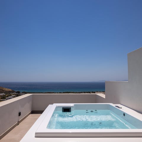 Luxuriate in the Jacuzzi up on the balcony