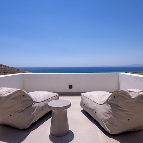 Lie back on the beanbags and look out toward the horizon