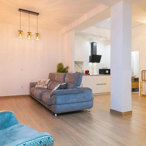 Unwind in the open-plan living area