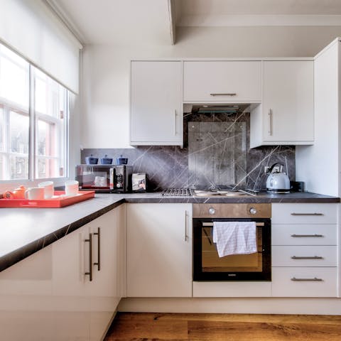 Create some culinary magic in the cosy kitchen for a home-cooked meal