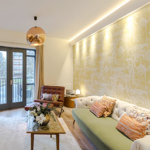 Spend drizzly afternoons snuggled up in the homely living room