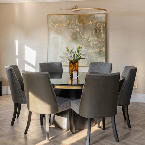 Tuck into breakfast at the dining table before heading out to explore