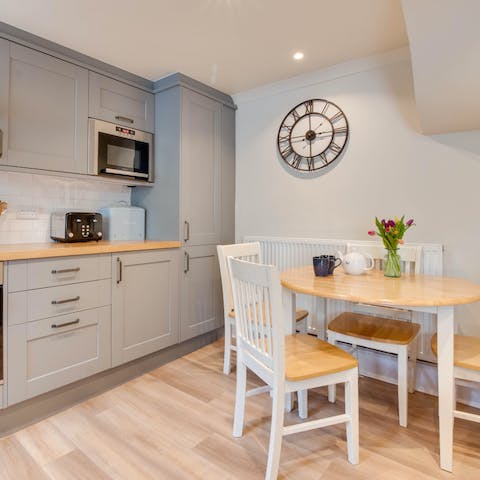 Hatch plans for the day ahead over lazy breakfasts in the kitchen