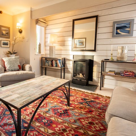 Cosy up to the fire after a long day of hiking