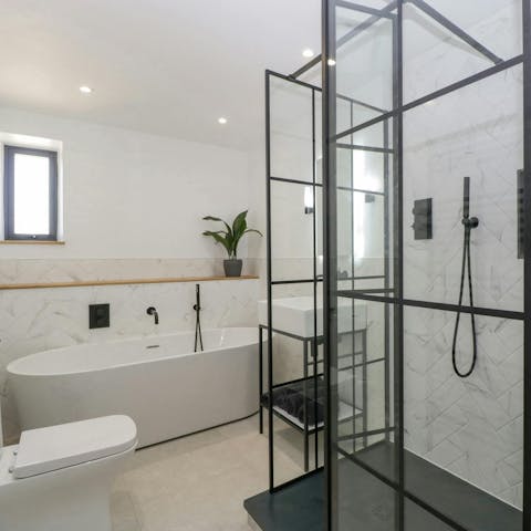 Soak in the freestanding bath after a day of exploring