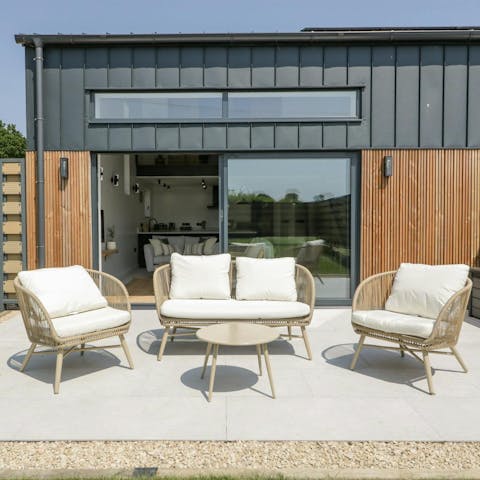 Enjoy an evening tipple on the private patio
