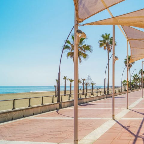 Head down to Estepona Beach for a sunset stroll along the promenade, just four-kilometres away