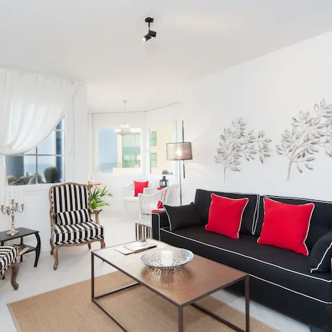 Kick back and relax in the apartment's stylish living area
